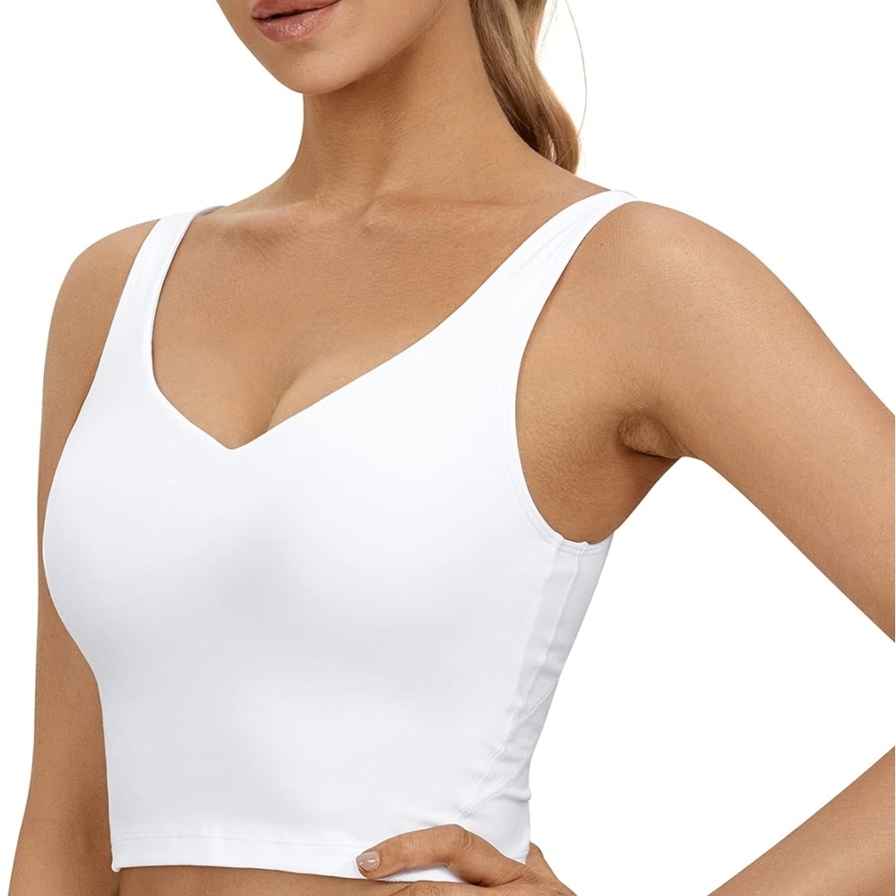 CRZ YOGA White V-Neck Bra Top